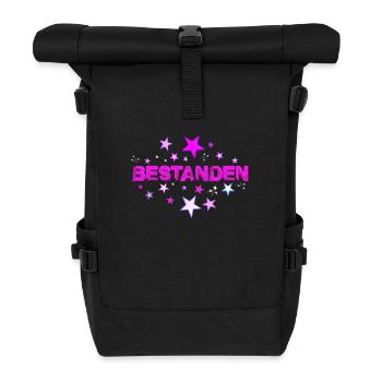 Bestanden Abschluss Prüfung Abi bestanden rosa - Rolltop Rucksack - Schwarz - Vorne