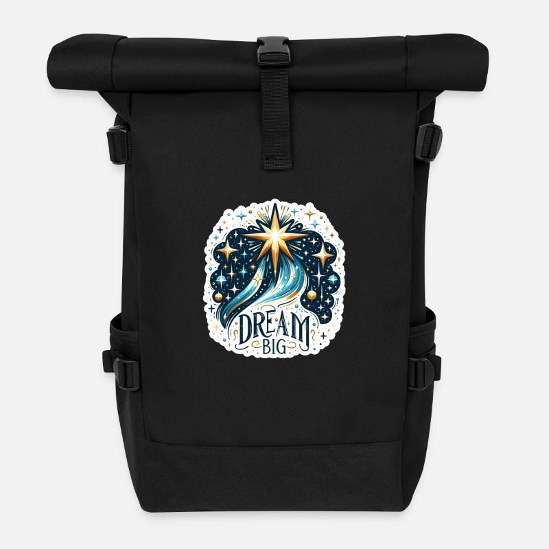 Dream Big - Sternschnuppe Illustration - Rolltop Rucksack - Schwarz