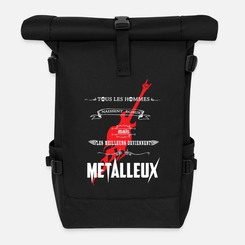 metalleux - Sac à dos roll top - noir