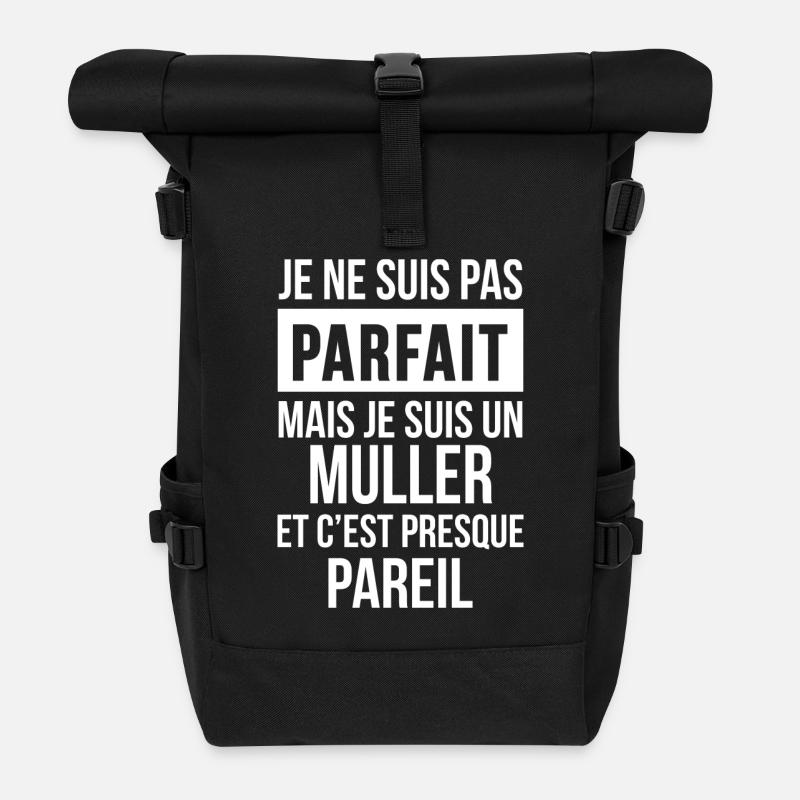 Nom de Famille - MULLER - Sac à dos roll top - noir