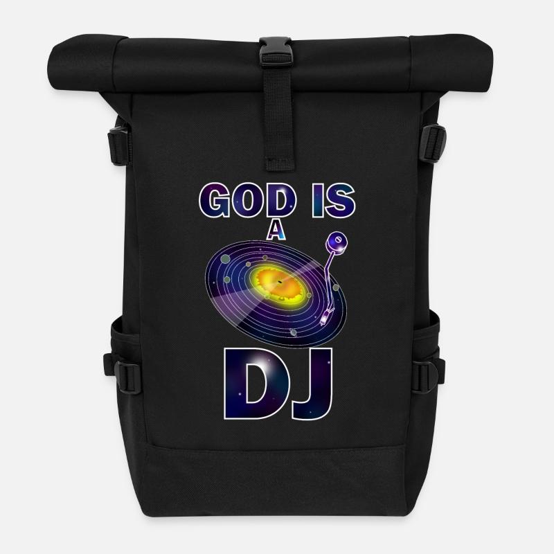 god is a dj - Sac à dos roll top - noir
