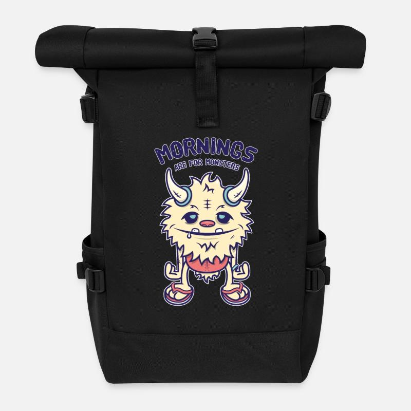 Mornings Are For Monsters - Rolltop Rucksack - Schwarz