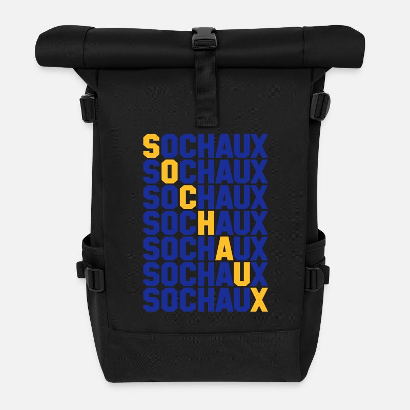Sochaux grid - Roll Top Backpack - black