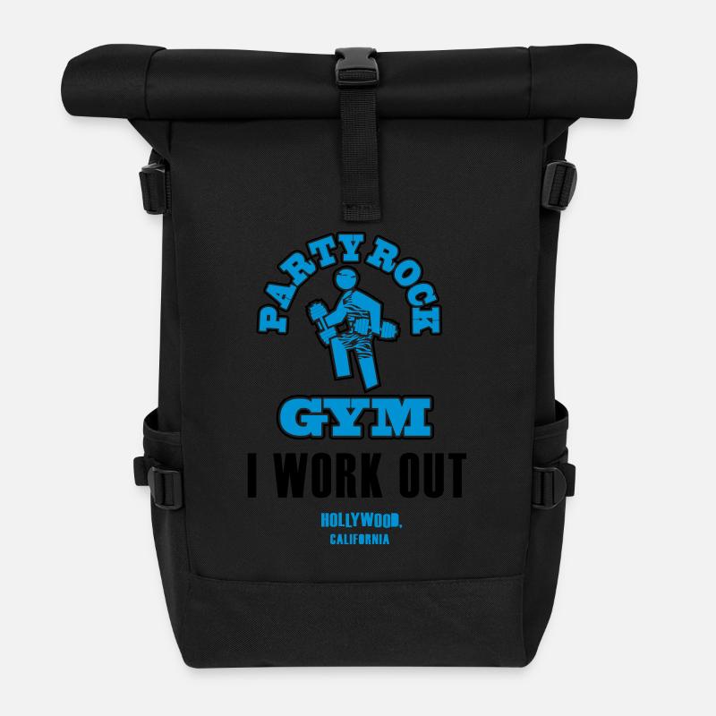 party rock gym - Roll Top Backpack - black