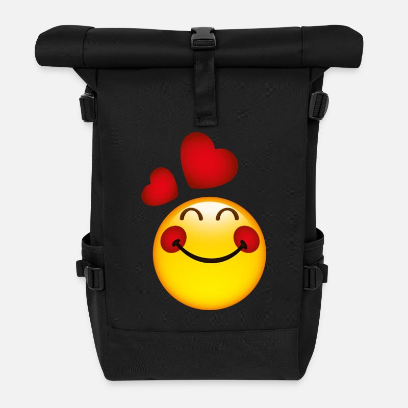 Smiley in Love - Sac à dos roll top - noir