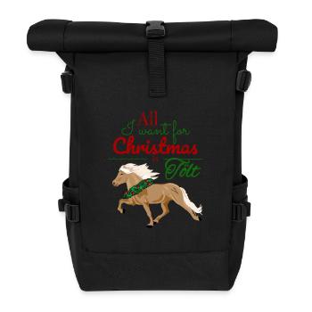 All I want for Christmas is Tölt - Fuchsfalbe - Rolltop Rucksack - Schwarz - Vorne