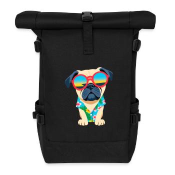 Chill Pug in Shades - Roll Top Backpack - black - Front
