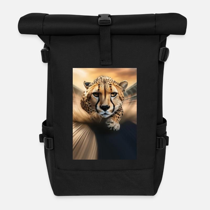 Sprintender Gepard - Rolltop Rucksack - Schwarz