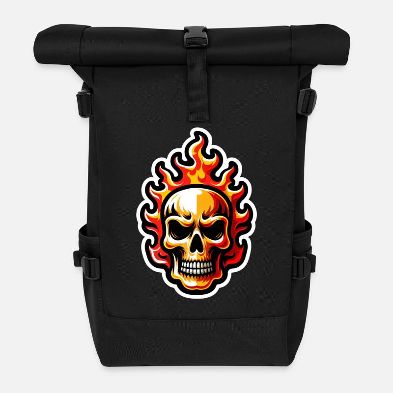 Flamenschädel - Rolltop Rucksack - Schwarz