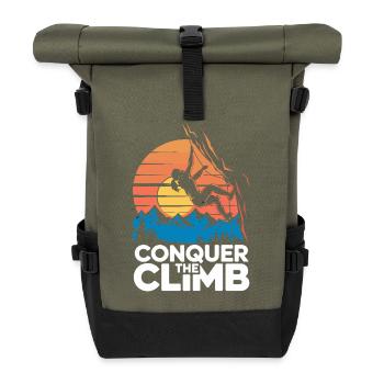 Conquer The Climb - Rolltop Rucksack - Olive/Schwarz - Vorne