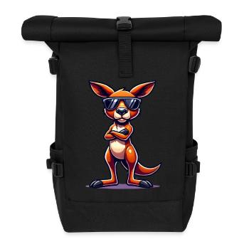Kangaroo Comic - Rolltop Rucksack - Schwarz - Vorne