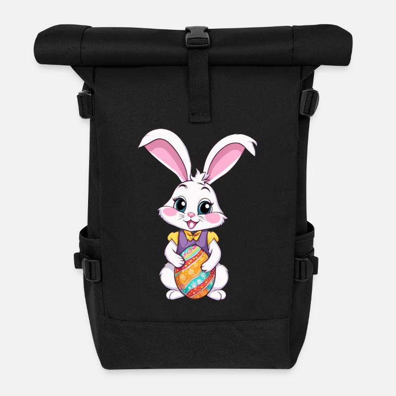 Osterhase mit Ostereiern - Rolltop Rucksack - Schwarz