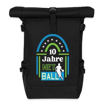 Netball Jubiläum 10 Jahre Trainer Spieler Jubi - Rolltop Rucksack - Schwarz - Vorne