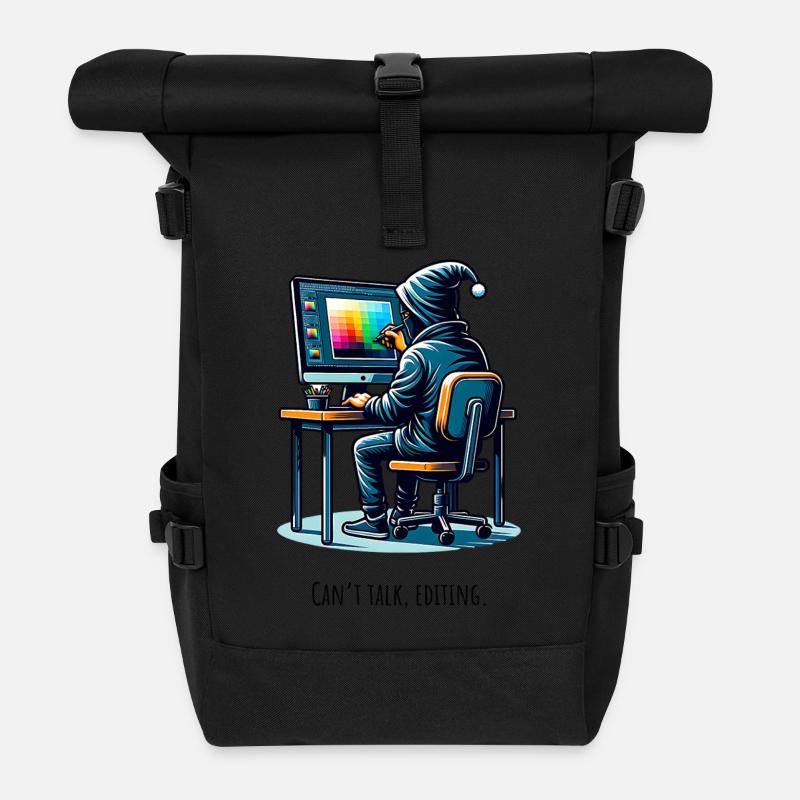 Editing Hacker - Kreativ im Tunnel - Rolltop Rucksack - Schwarz