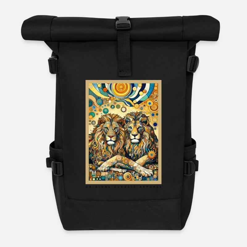 Lions Lion Deux Lions - Sac à dos roll top - noir