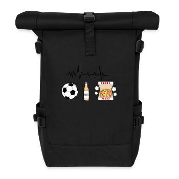 Fußball, Bier, Pizza - Rolltop Rucksack - Schwarz - Vorne