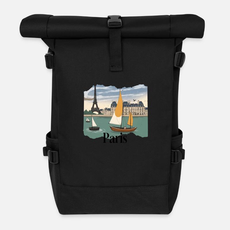 Paris - Rolltop Rucksack - Schwarz