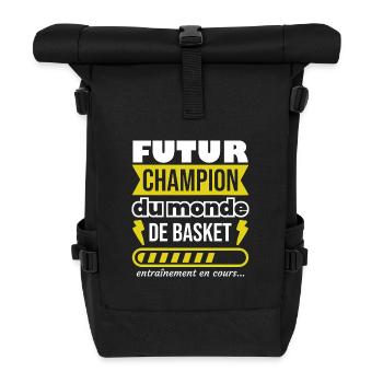 Futur champion du monde de basket,Sport,Cadeau - Sac à dos roll top - noir - Devant
