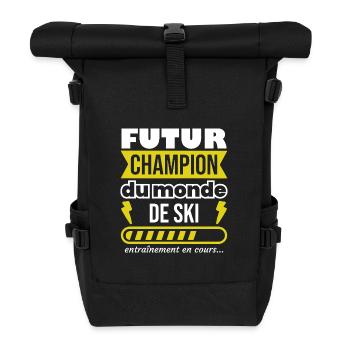 Futur champion du monde de ski,Sport,Cadeau,Skieur - Sac à dos roll top - noir - Devant