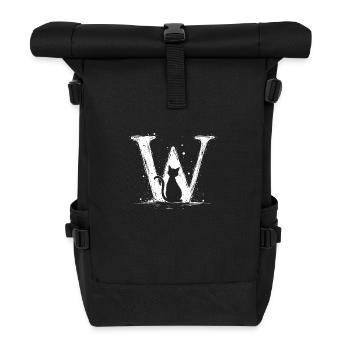 Letter wmit cat - Roll Top Backpack - black - Front