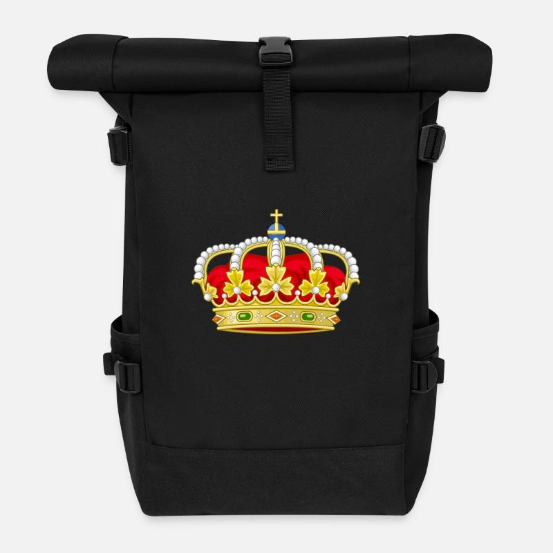 royal crown heraldry king - Roll Top Backpack - black