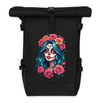 Dia de los Muertos tête femme Mexique sugar skull - Sac à dos roll top - noir - Devant