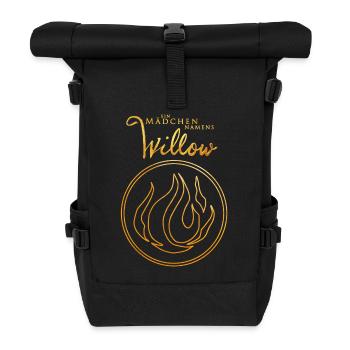 "Ein Mädchen Namens Willow" Schritfzug Mit Logo - Rolltop Rucksack - Schwarz - Vorne