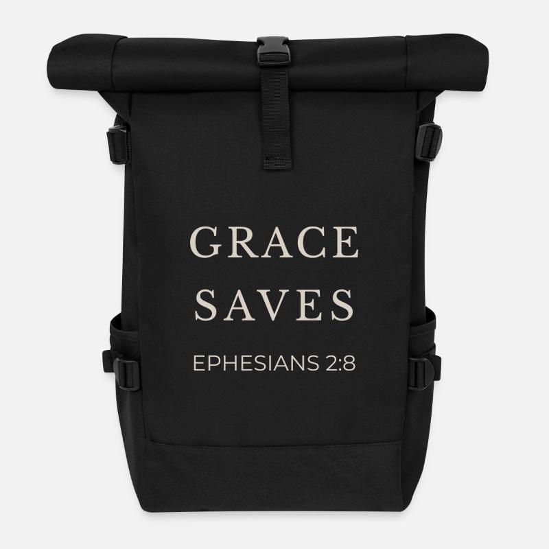 GNADE RETTET | Epheser 2 Vers 8 | Christian - Rolltop Rucksack - Schwarz