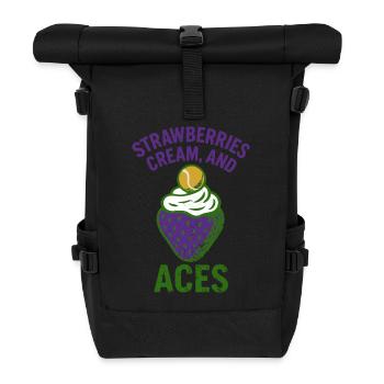 Tennis strawberries, Cream and aces London - Rolltop Rucksack - Schwarz - Vorne