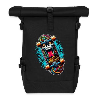 Just Freaks - Skate Board Sk8 Graffiti Totenkopf - Rolltop Rucksack - Schwarz - Vorne
