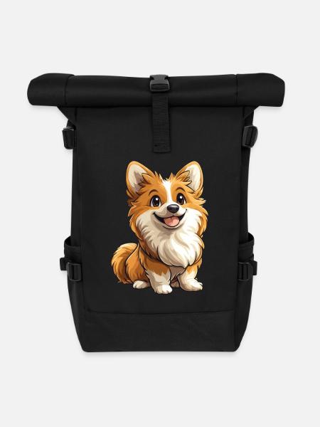 Dog cute Pomeranian - Roll Top Backpack - black