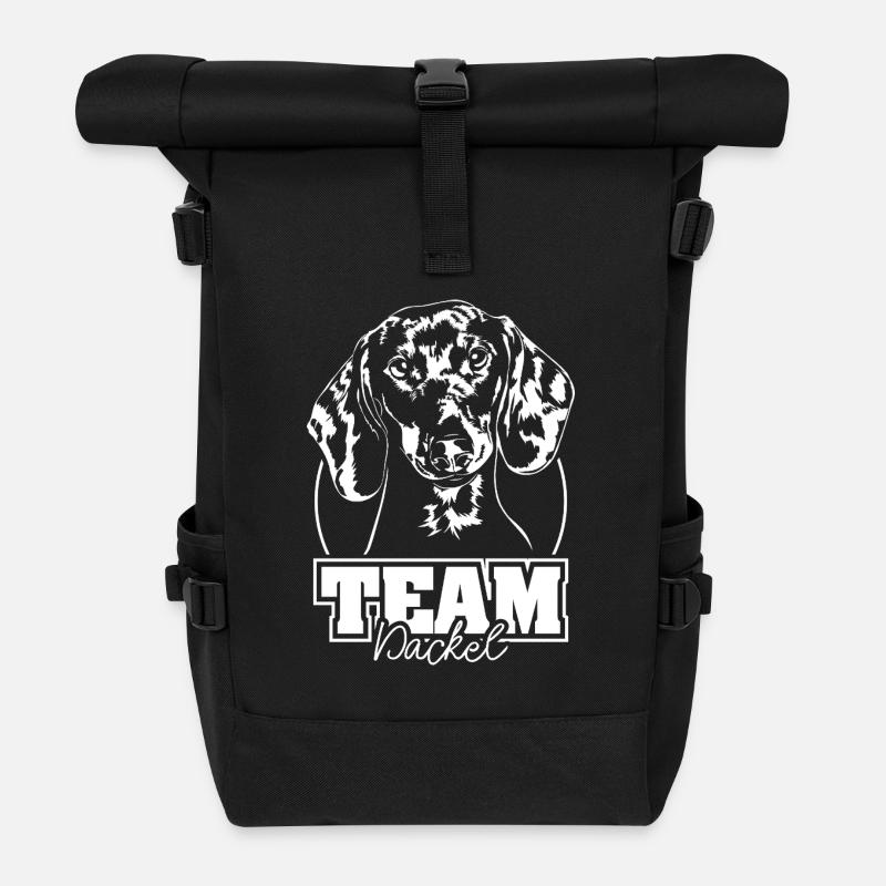 TEAM Dachshund Dog Dogs Wilsigns - Roll Top Backpack - black