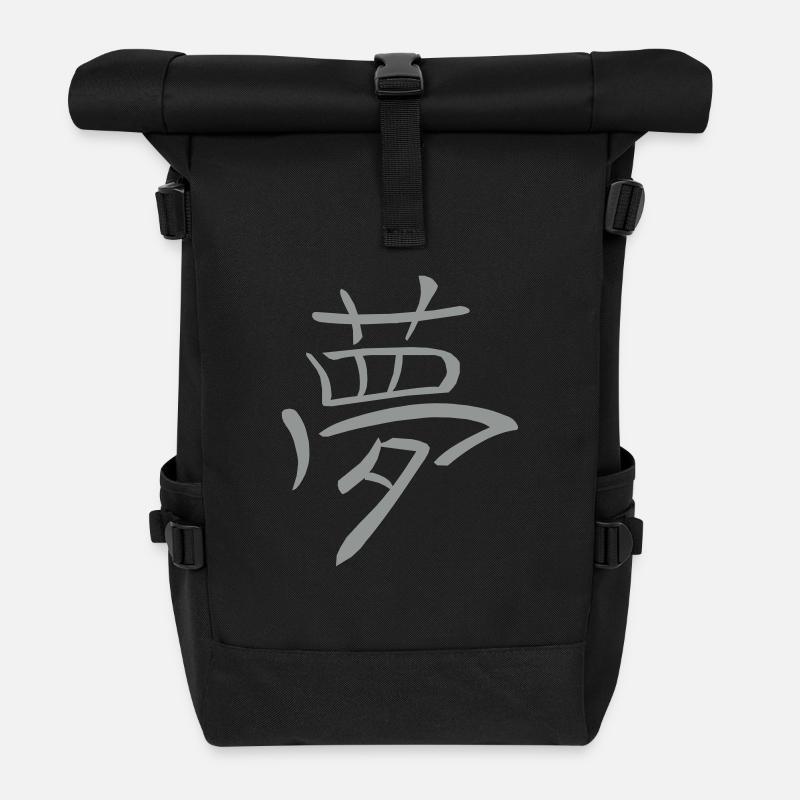Kanji - Traum - Rolltop Rucksack - Schwarz