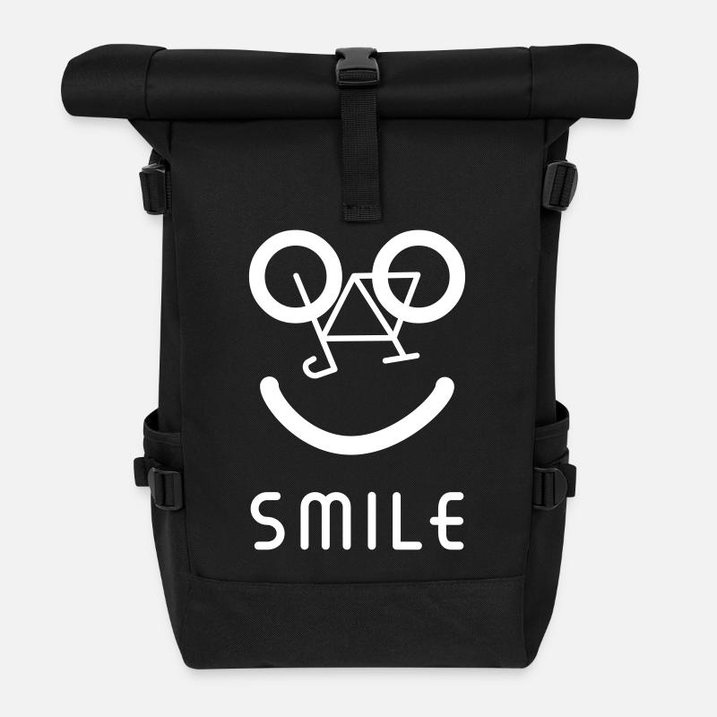 Smile - Radfahrer - lachen - grinsen - Rolltop Rucksack - Schwarz