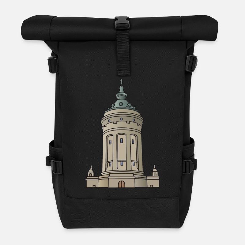 Wasserturm Mannheim c - Rolltop Rucksack - Schwarz