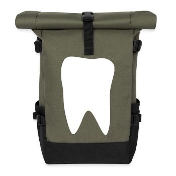 Tooth, Teeth, Dentist - Roll Top Backpack - olive/black - Front
