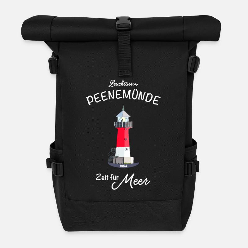Leuchtturm Peenemünde, Deutsche Ostsee - Rolltop Rucksack - Schwarz
