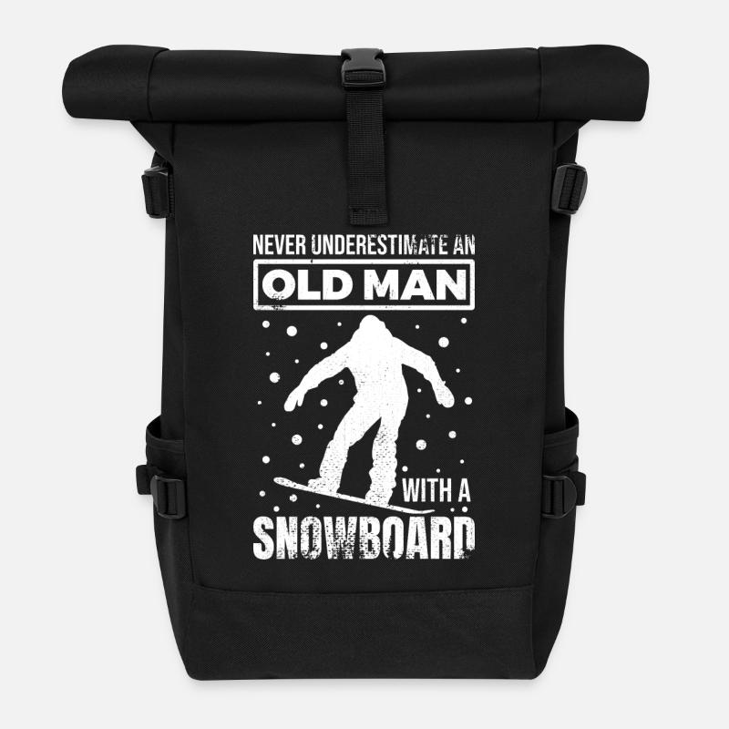 Alter Snowboarder Opa - Rolltop Rucksack - Schwarz