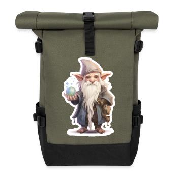 Omniscient Dwarf White Way Fantasy RPG Shirt - Roll Top Backpack - olive/black - Front