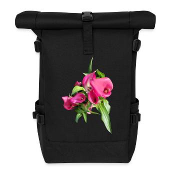 Pink Calla Blumenstrauß Kunst - Rolltop Rucksack - Schwarz - Vorne