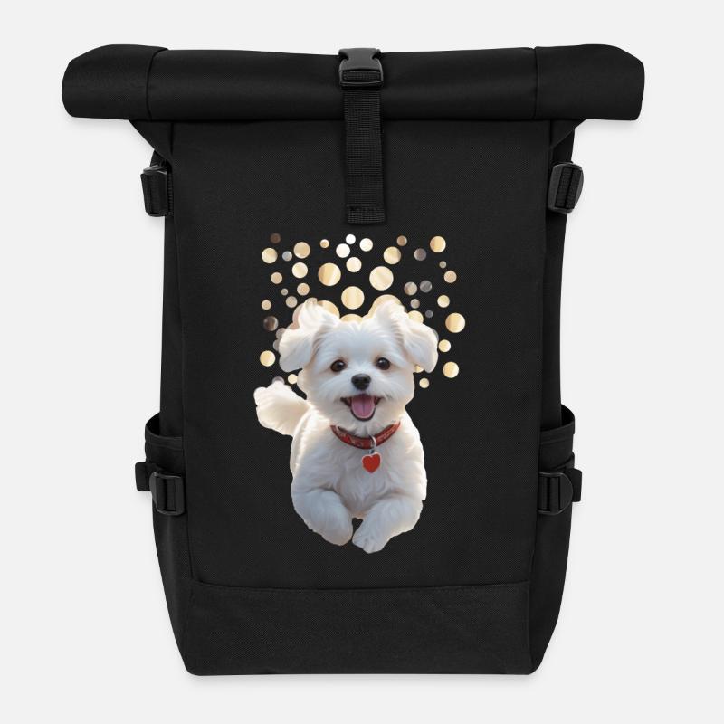 Lustiger kleiner Hundewelpe springt auf dich zu - Rolltop Rucksack - Schwarz