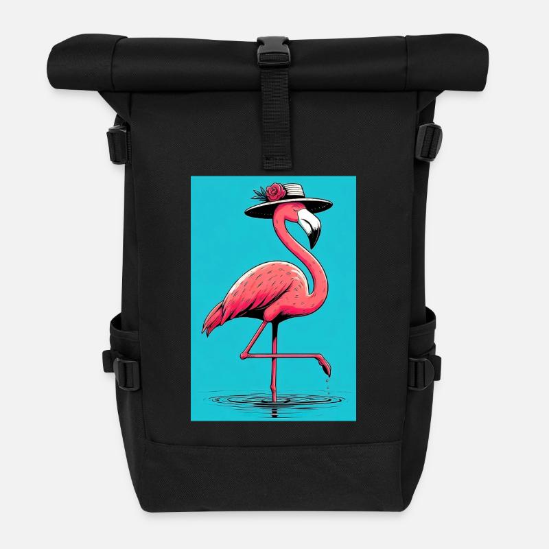 Flamingo - Rolltop Rucksack - Schwarz