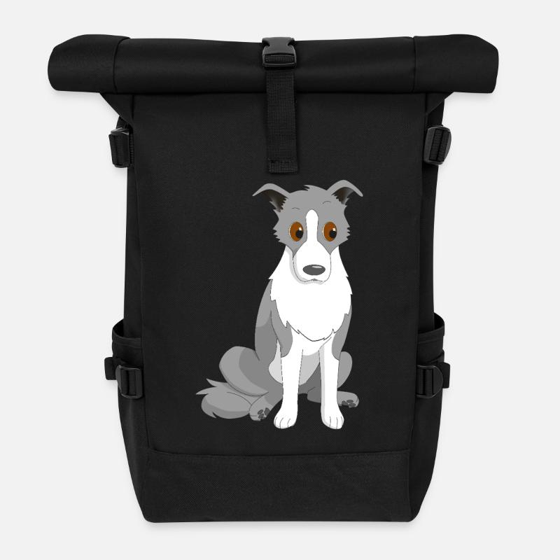 Border Collie Side Eye - Rolltop Rucksack - Schwarz