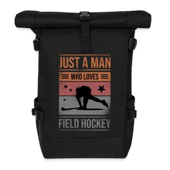 Field hockey T-shirt design for men to give away - Roll Top Backpack - black - Front
