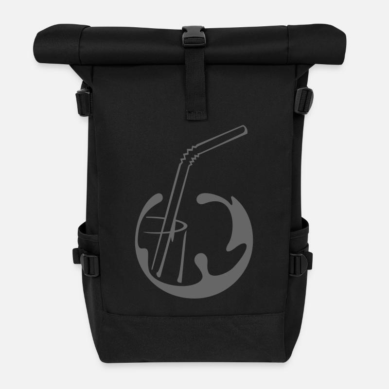 Straw - Roll Top Backpack - black