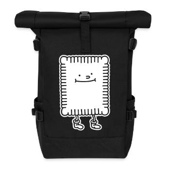 Butterkeks – Klassiker Keks & kultiger Genuss - Rolltop Rucksack - Schwarz - Vorne