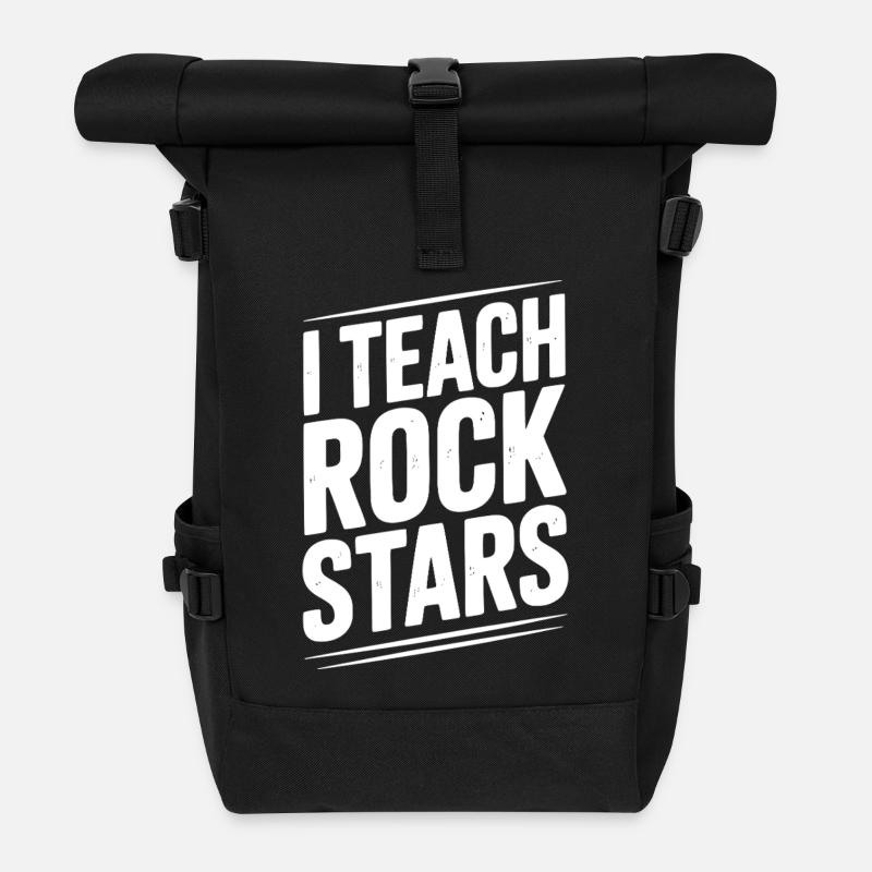 I Teach Rock Stars - Roll Top Backpack - black