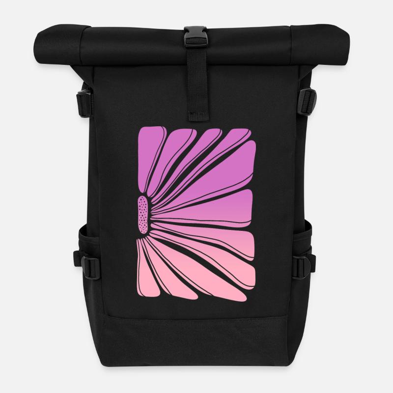 Fleur en dégradé rose violet - Sac à dos roll top - noir