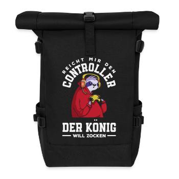 Reicht mir den Controller – König will zocken - Rolltop Rucksack - Schwarz - Vorne