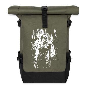 Skull Face Urban Hero - Roll Top Backpack - olive/black - Front